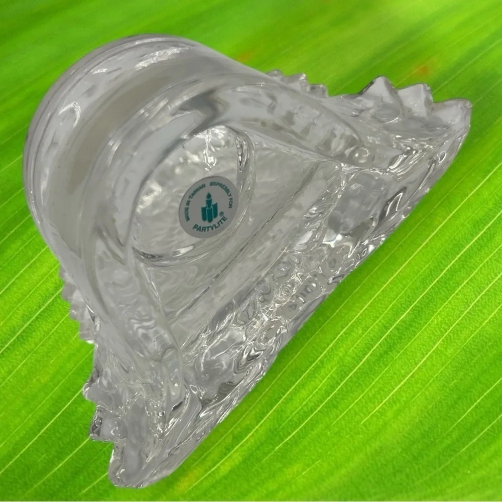 Partylite Clear Frosted Glass Sunflower Candle Tealight Holder